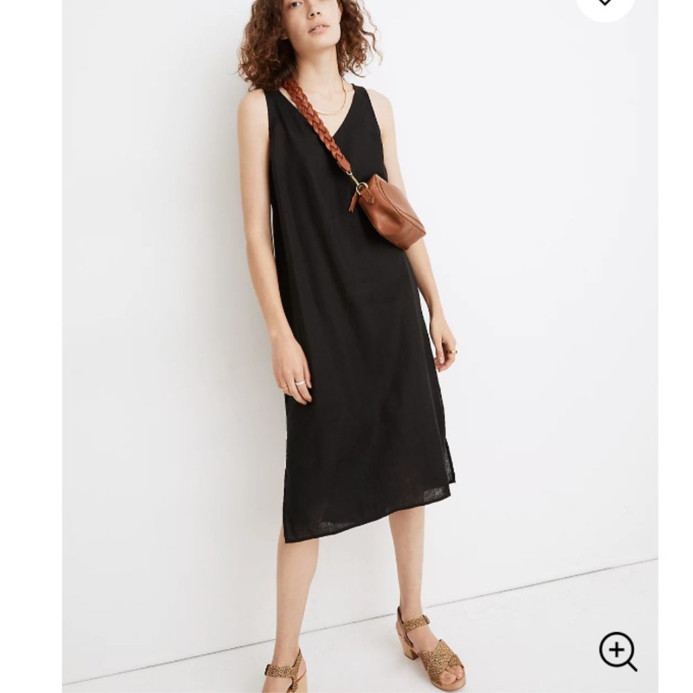 BNWT MADEWELL LINEN-BLEND V-NECK TANK DRESS - XXS